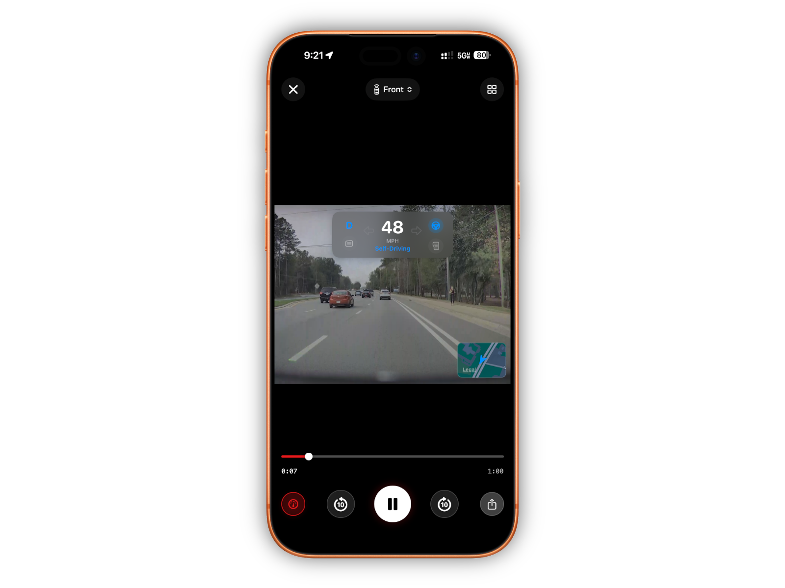 Sentinel showing telemetry HUD with speed and steering data